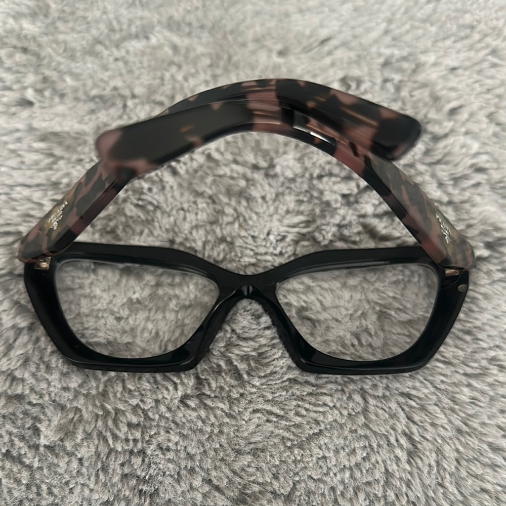 Prada Women's Black and Pink Tortoise Shell Glasses - Picture 4 of 7
